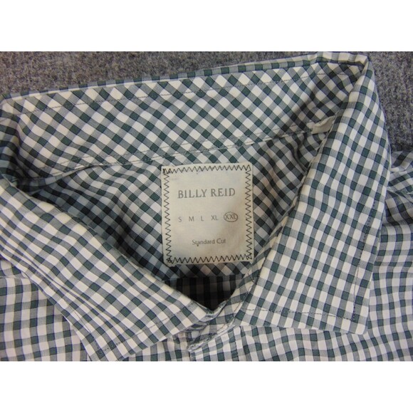 Billy Reid Shirt Mens 2XL Green White Check Long Sleeve Button Front Standard Cu - Picture 4 of 8